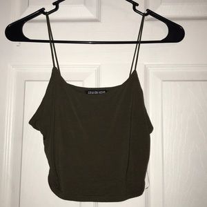 Olive Green String Crop Top